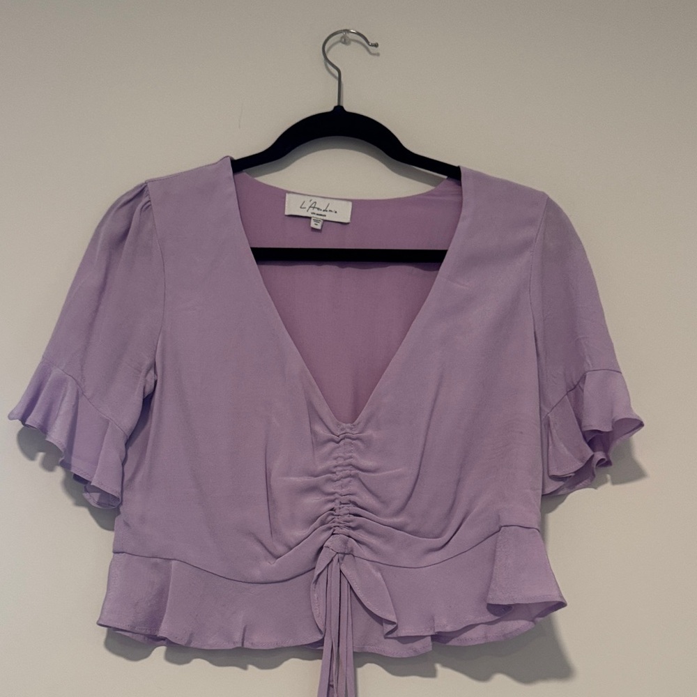 L'Academie Lilac Ruffled Blouse